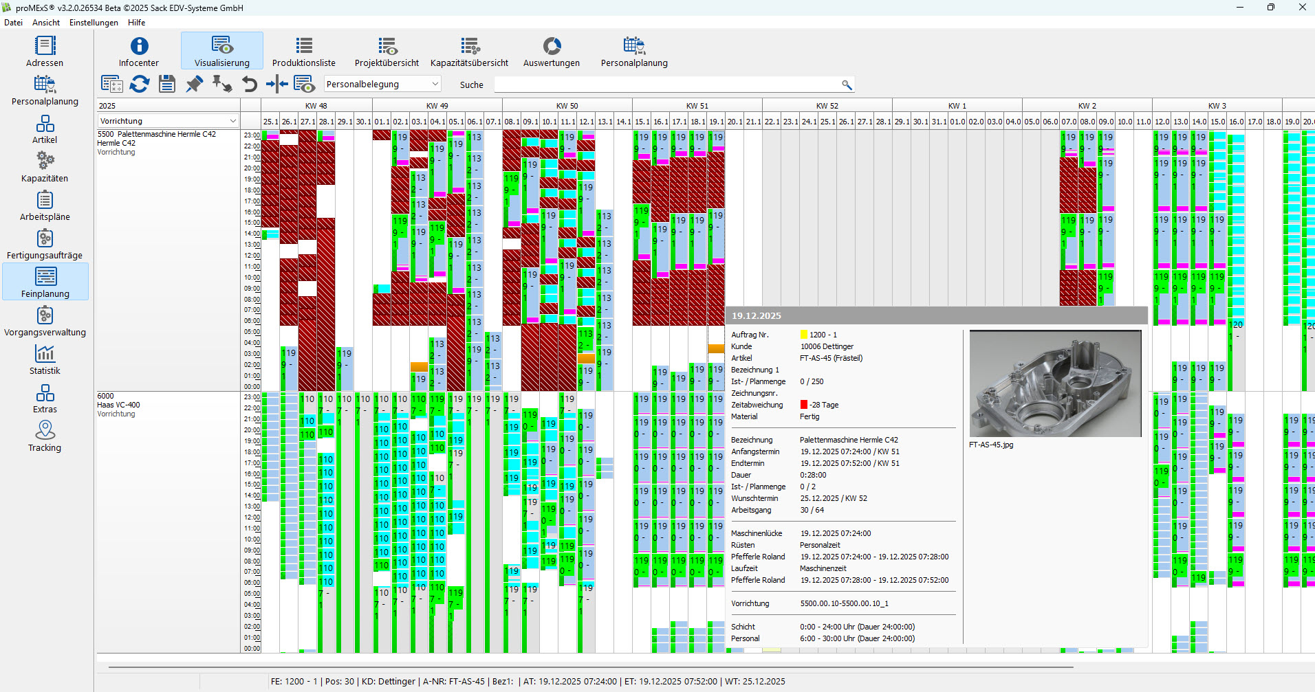 Feinplanung von CNC-Maschinen mit Palettenwechselsystemen